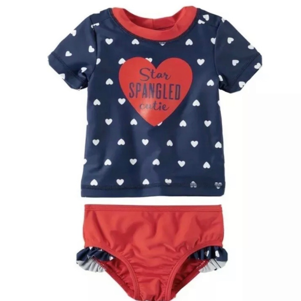 Carter’s Baby Girl Patriotic Rashguard Set